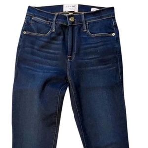 FRAME Dark Rinse Denim Le High Skinny Jeans